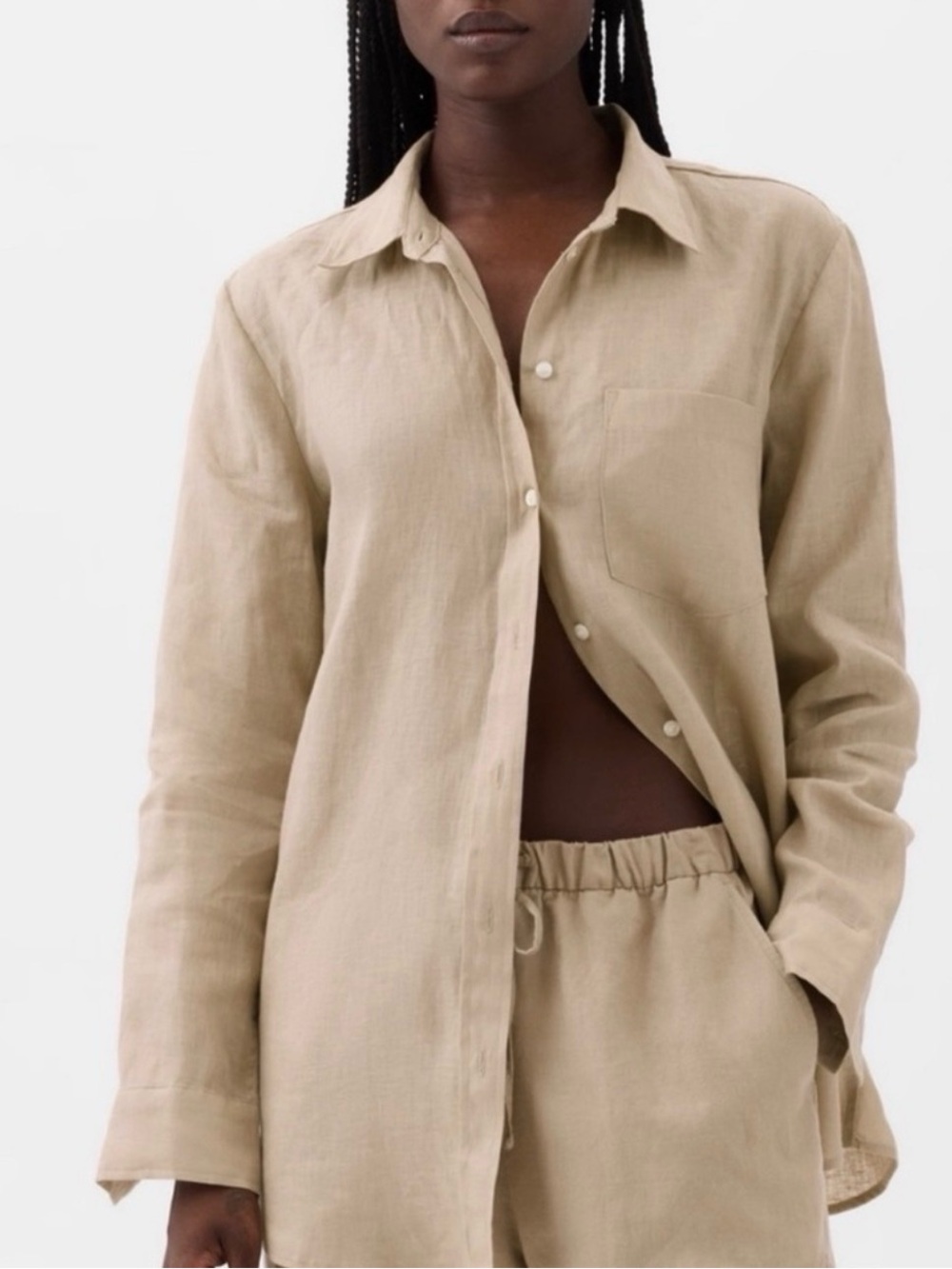 Gap 100% linen Boyfriend Shirt in Iconic Khaki